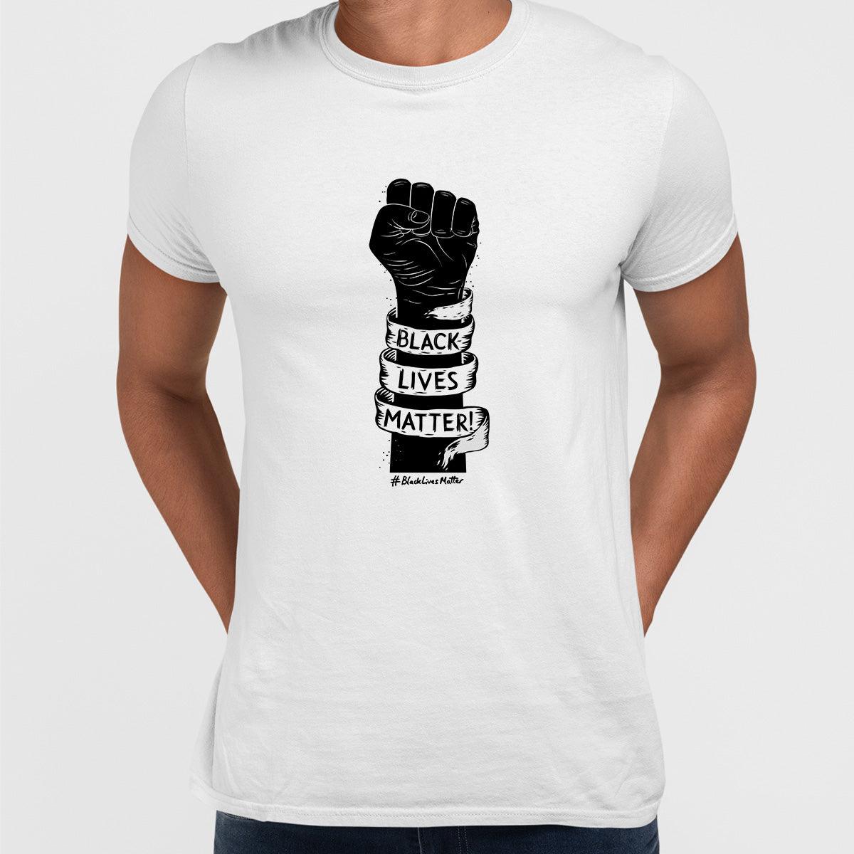 Closed Palm Black Lives Matter Anti Racism Protest Black & White T-Shirt - Kuzi Tees