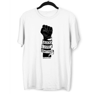 Closed Palm Black Lives Matter Anti Racism Protest Black & White T-Shirt - Kuzi Tees