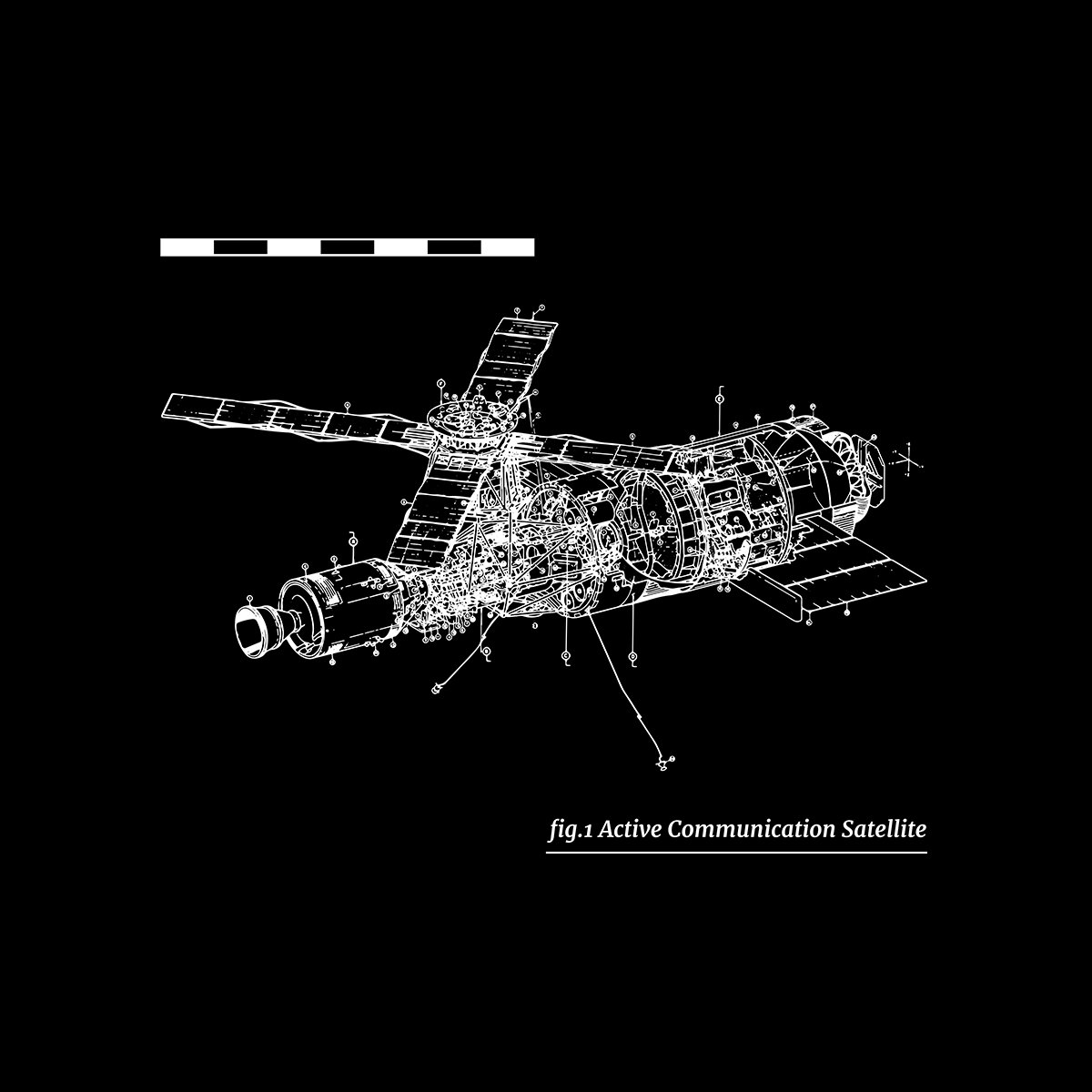 Men's Short Sleeve Communication Satellite Blue Print T-shirt - Kuzi Tees