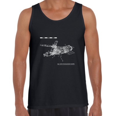Sleeveless Communication Satellite Blue Print Unisex Tank Top - Kuzi Tees
