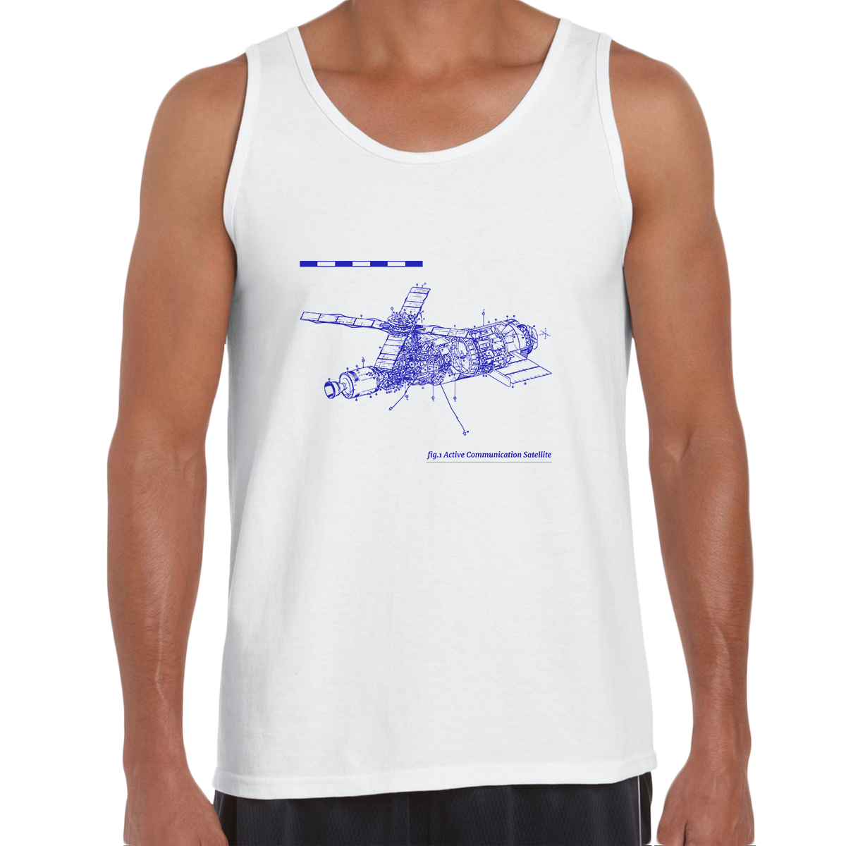 Sleeveless Communication Satellite Blue Print Unisex Tank Top - Kuzi Tees