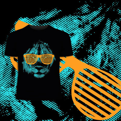 Cool Lion Halftone Animal Sunglasses T-Shirt - Kuzi Tees
