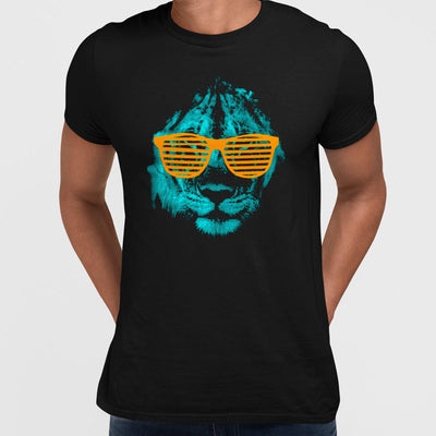 Cool Lion Halftone Animal Sunglasses T-Shirt - Kuzi Tees