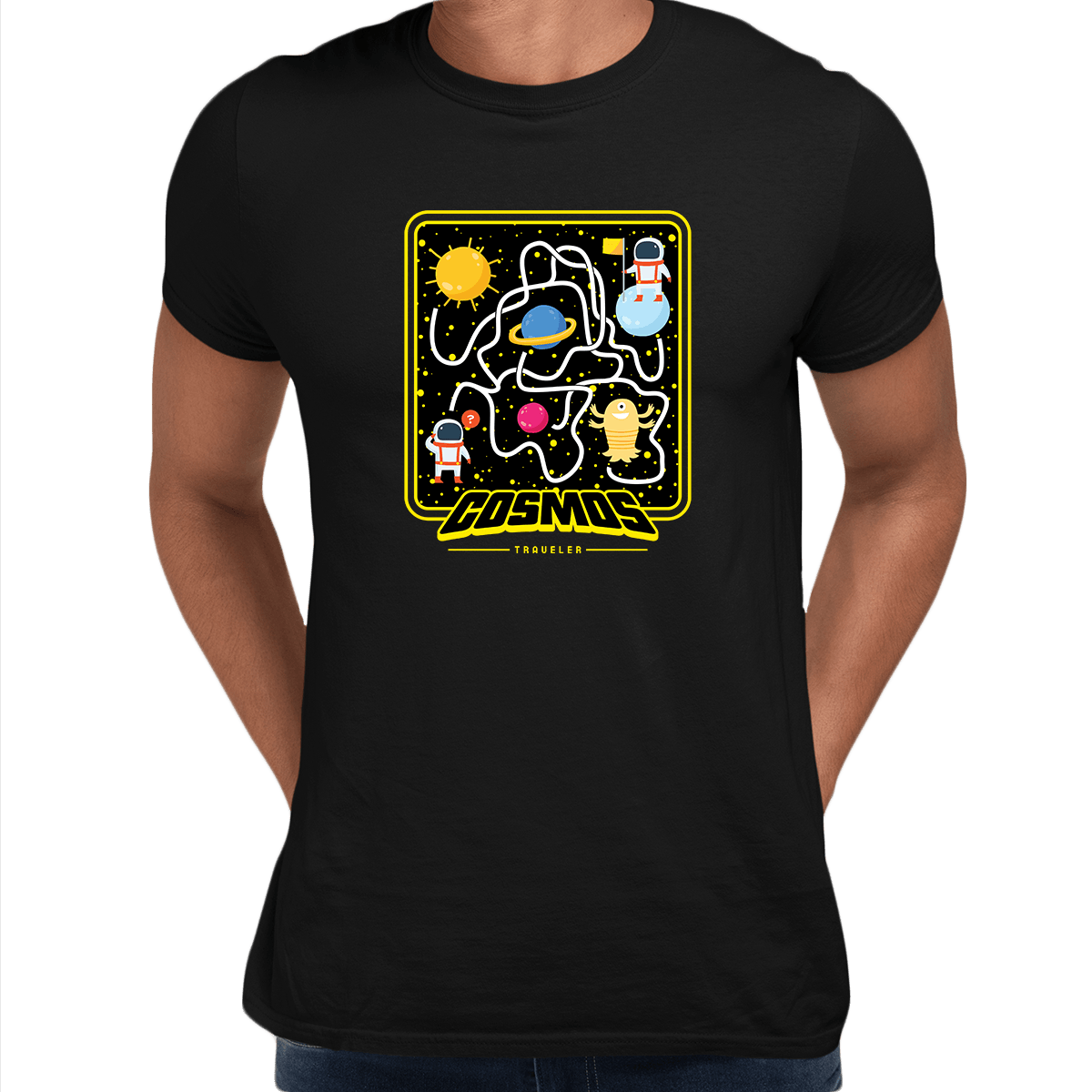Cosmos Traveler Retro 8Bit Game Space shooter Unisex T-shirt - Kuzi Tees