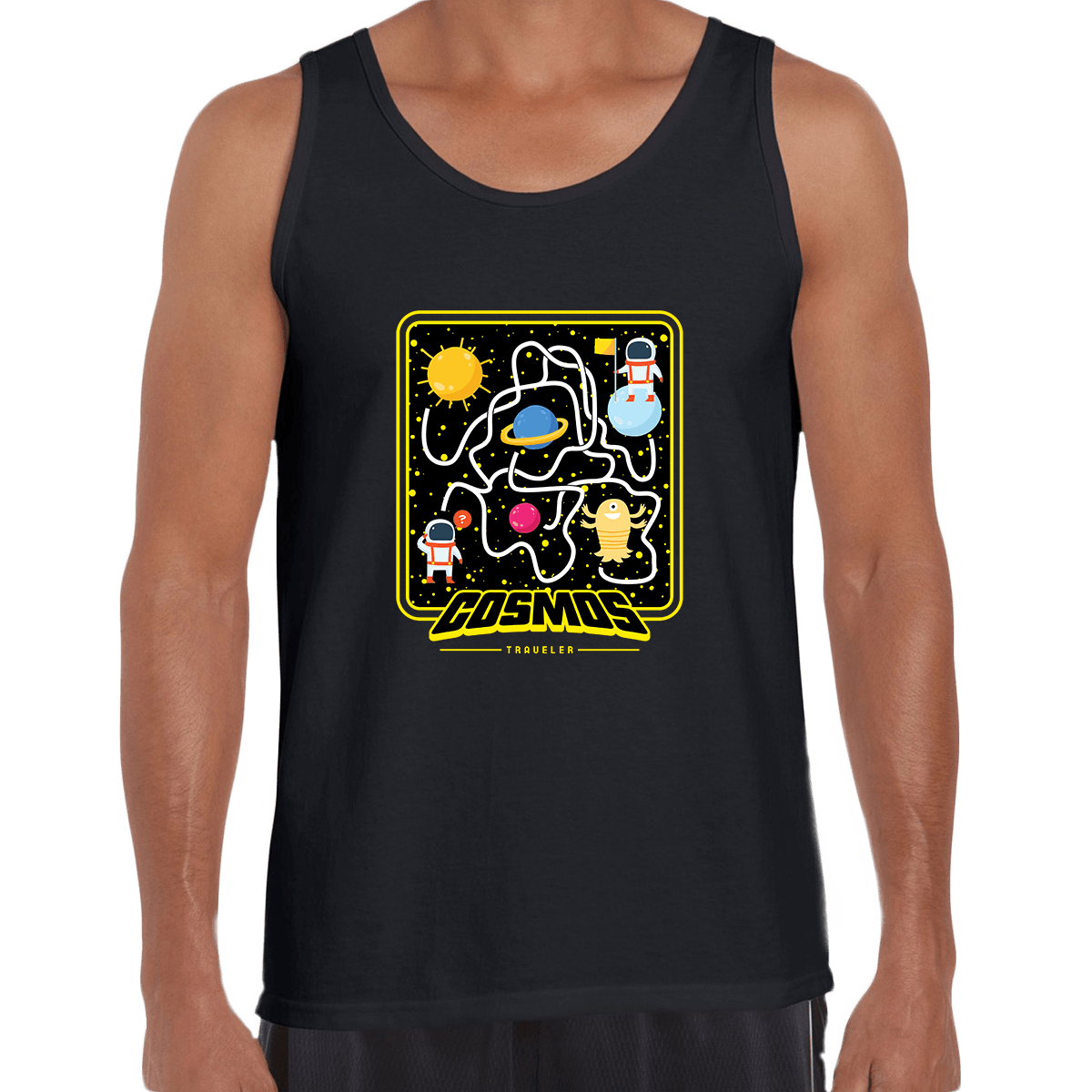 Cosmos Traveler Retro 8Bit Game Space shooter Unisex Tank Top - Kuzi Tees