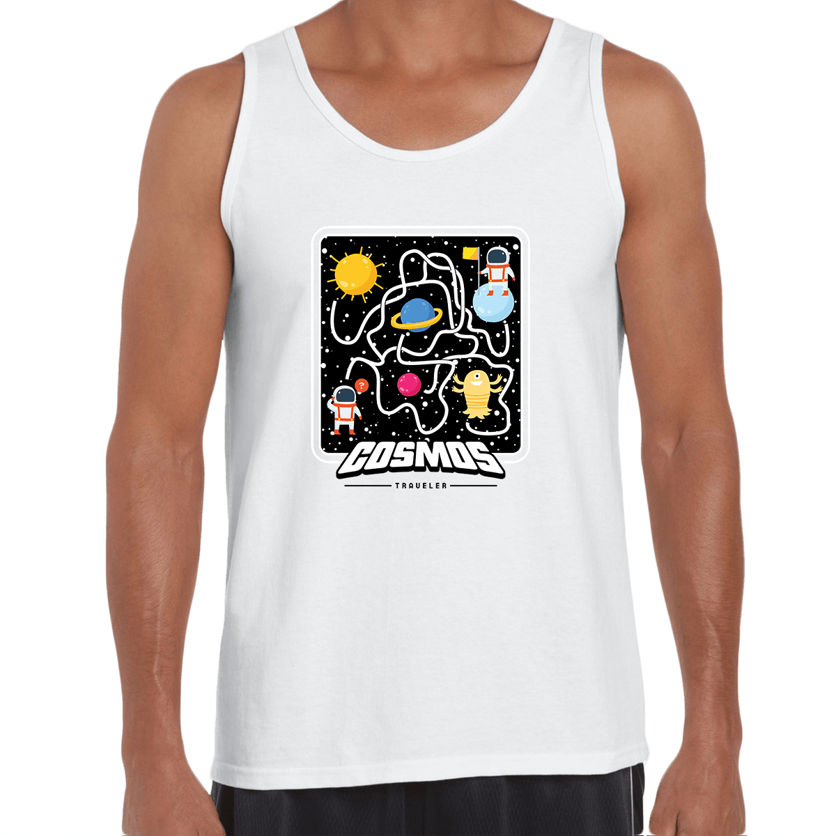 Cosmos Traveler Retro 8Bit Game Space shooter Unisex Tank Top - Kuzi Tees