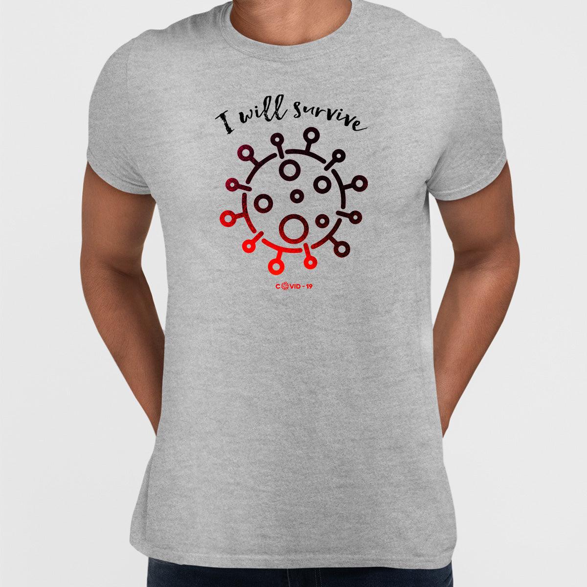 Covid19 I will Survive Unisex Black White & Grey T-shirt - Kuzi Tees