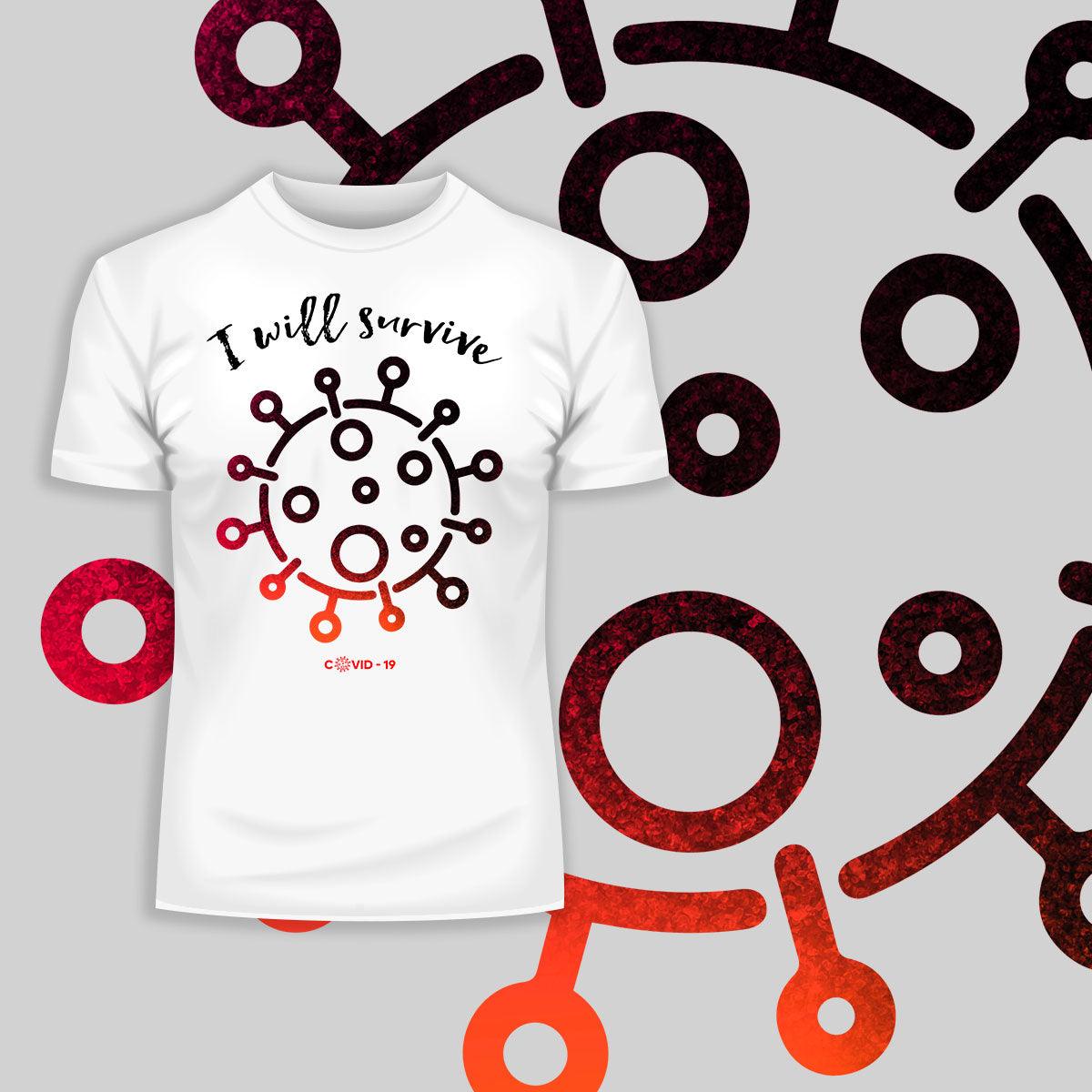 Covid19 I will Survive Unisex Black White & Grey T-shirt - Kuzi Tees