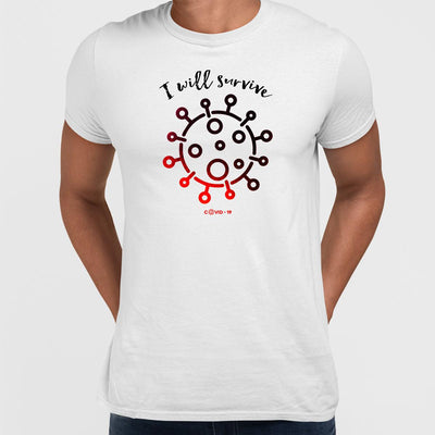 Covid19 I will Survive Unisex Black White & Grey T-shirt - Kuzi Tees