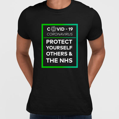 Covid19 Protect yourself others and the NHS - Black White & Black T-shirt - Kuzi Tees