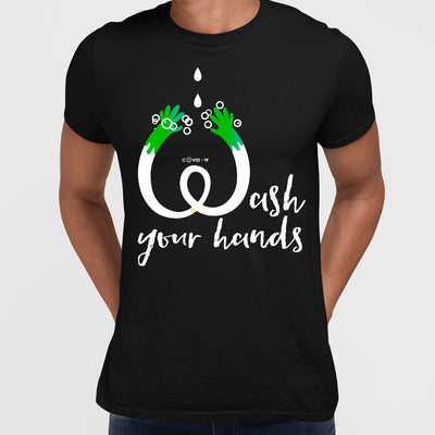 Wash Your Hands - Black White & Grey T-shirt - Kuzi Tees