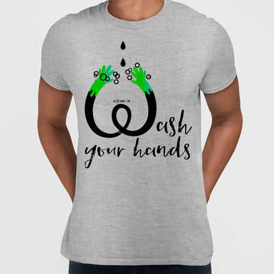 Wash Your Hands - Black White & Grey T-shirt - Kuzi Tees