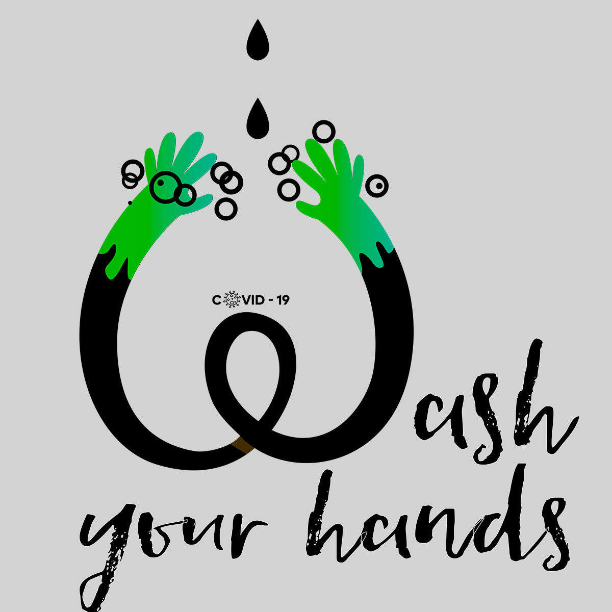 Wash Your Hands - Black White & Grey T-shirt - Kuzi Tees