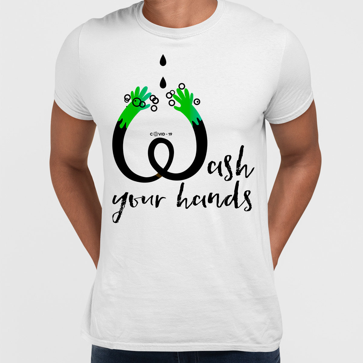 Wash Your Hands - Black White & Grey T-shirt - Kuzi Tees