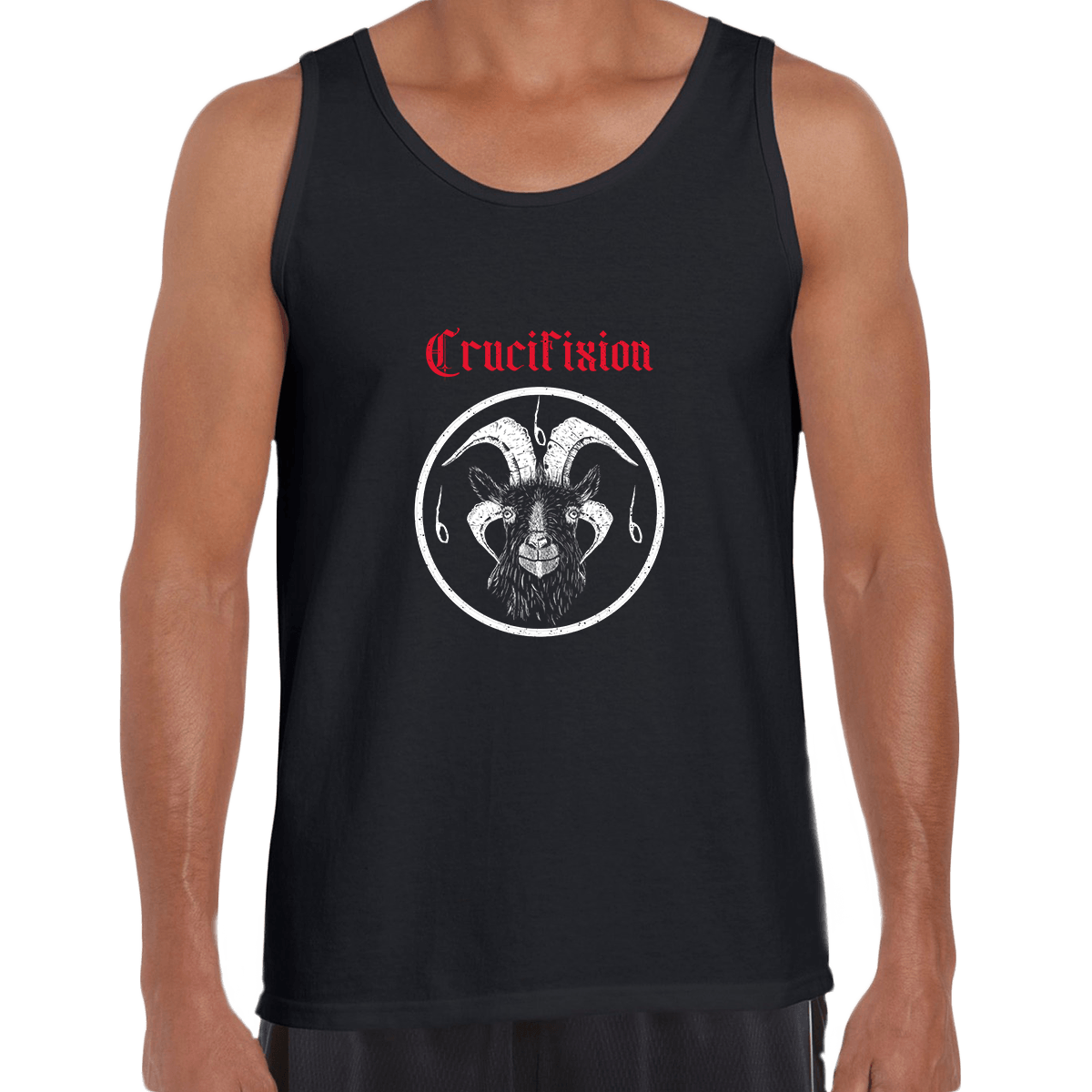 Crucifixion Dark Occult Hard Rock SKULL Unisex Tank Top - Kuzi Tees