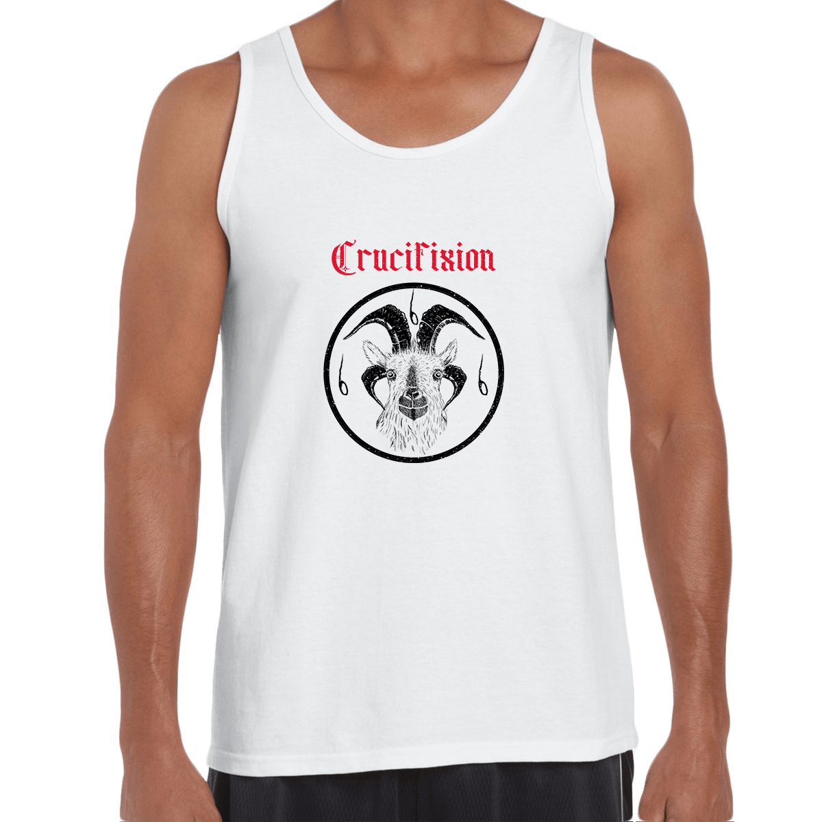 Crucifixion Dark Occult Hard Rock SKULL Unisex Tank Top - Kuzi Tees
