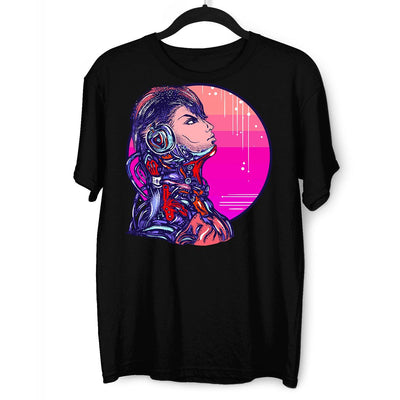 Cyberpunk Art Robot With headphones Biomechanical soldier Unisex t-shirt - Kuzi Tees