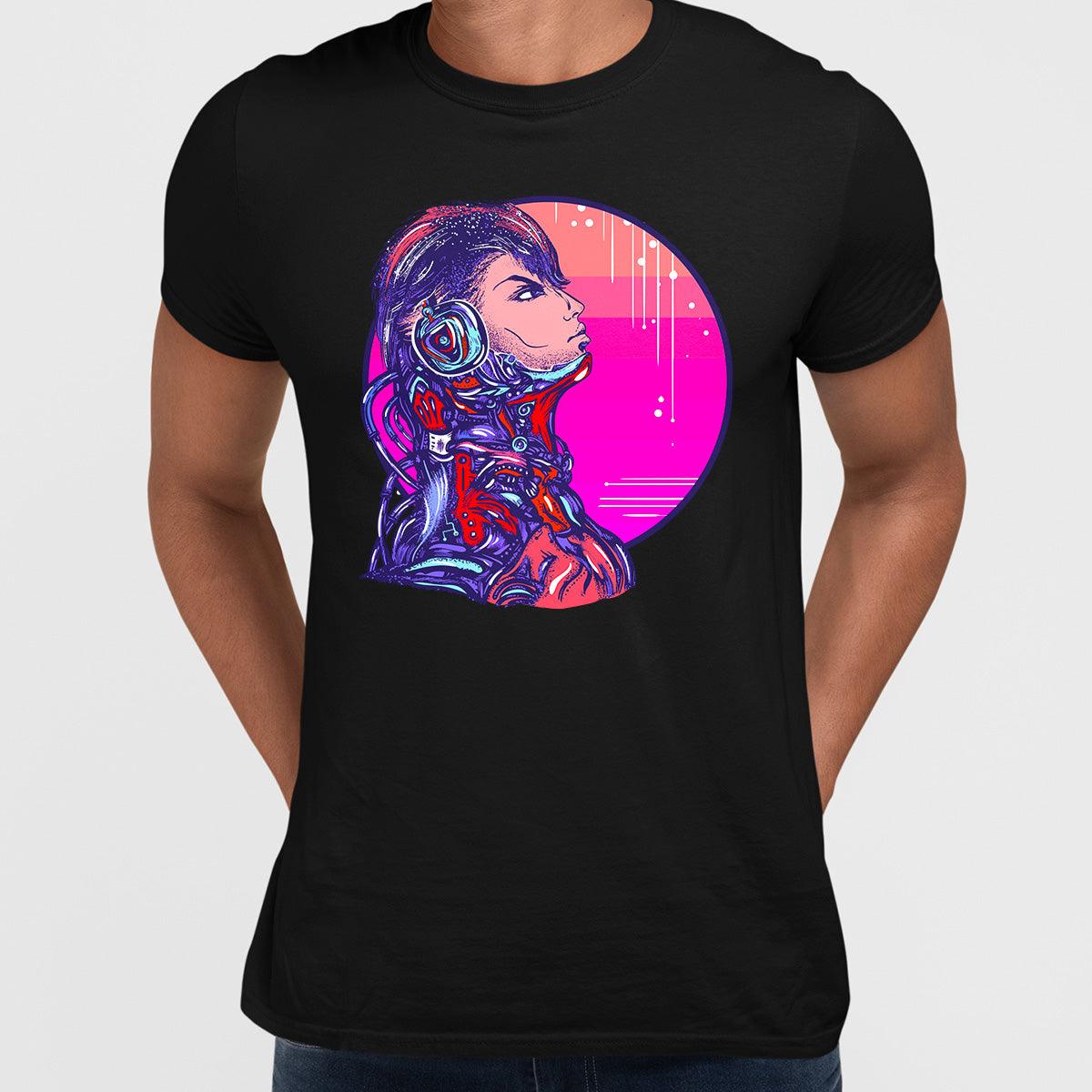 Cyberpunk Art Robot With headphones Biomechanical soldier Unisex t-shirt - Kuzi Tees