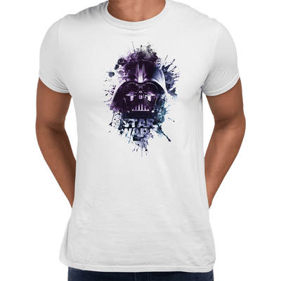 Darth Vader Artistic Helmet Watercolour Splash Star Wars Movie Crew Neck t shirt - Kuzi Tees