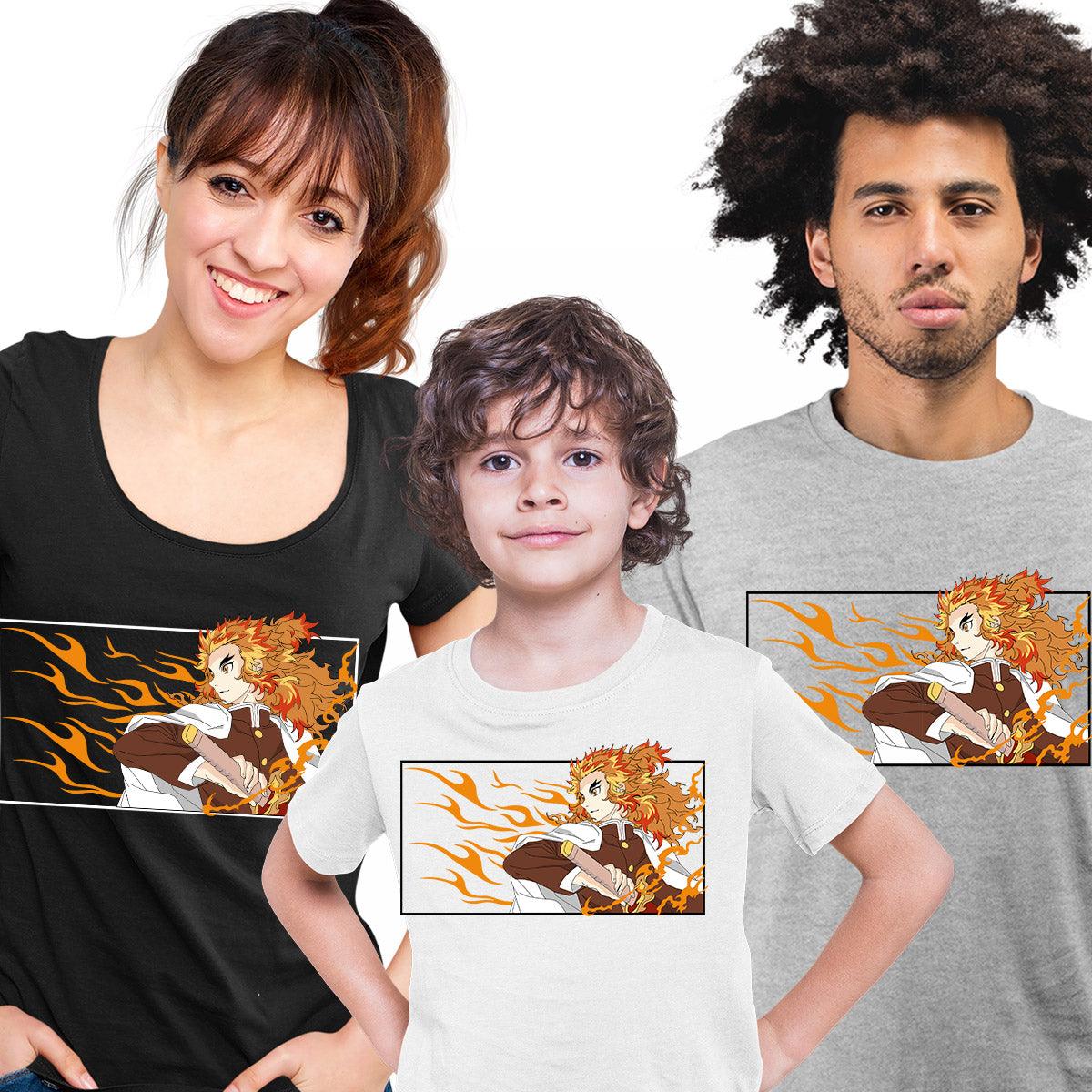 Demon Slayer T-shirt Kyojuro Rengoku Anime Kimetsu No Yaiba Anime Manga - Kuzi Tees