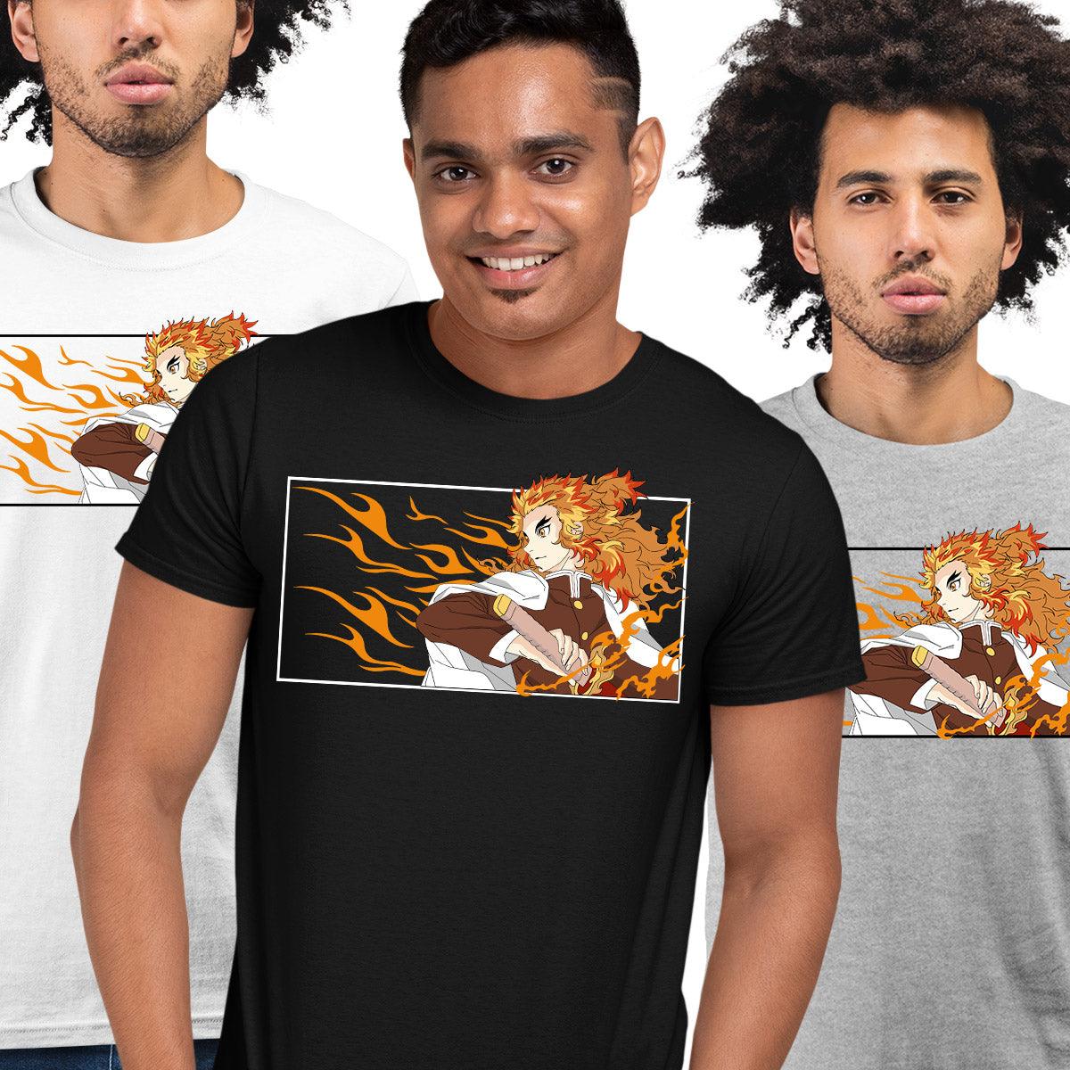 Demon Slayer T-shirt Kyojuro Rengoku Anime Kimetsu No Yaiba Anime Manga - Kuzi Tees