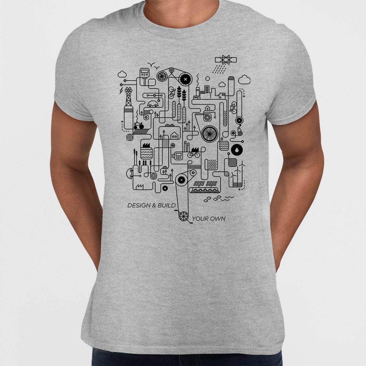 Design and Build Your Own Rube Goldberg Machine Art Black & White T-shirt - Kuzi Tees