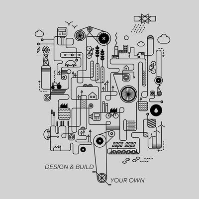 Design and Build Your Own Rube Goldberg Machine Art Black & White T-shirt - Kuzi Tees