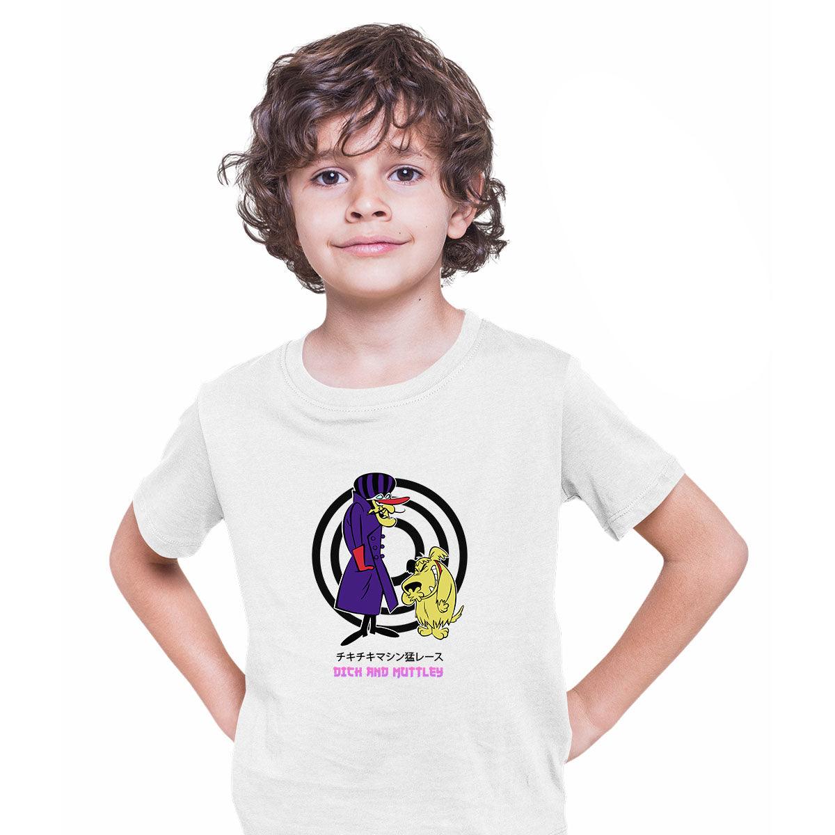 Dick Dastardly & Muttley Villains Retro Cartoon Dog Typography T-shirt for Kids - Kuzi Tees