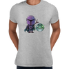Star Wars Movie Mandalorian & Baby Yoda Black White Crew Neck t shirt - Kuzi Tees