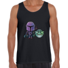 Star Wars Tank Top Mandalorian & Baby Yoda Movie Black White - Kuzi Tees