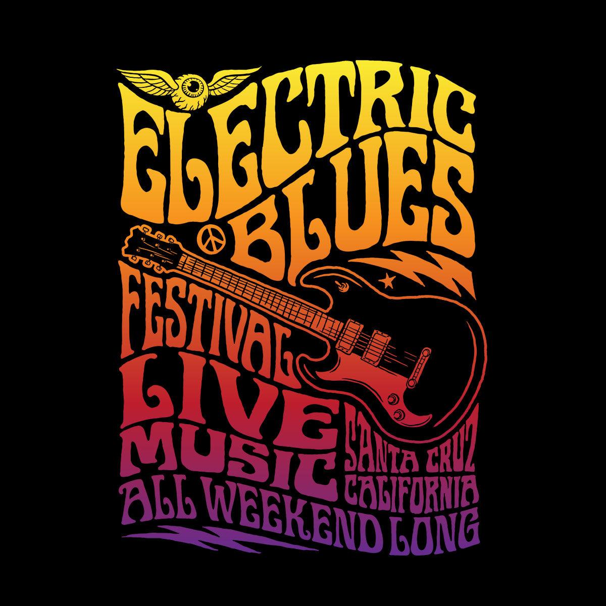 Electric Blues Live Music festival Santa Cruz California Typography Unisex T-shirt - Kuzi Tees