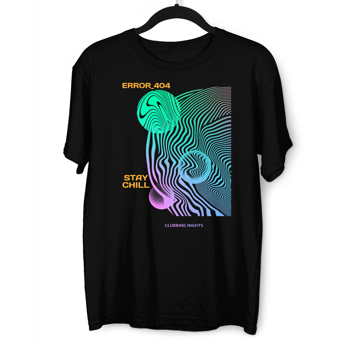 Error-404-Stay Chill Clubbing Nights Abstract Surreal Elements Crew Neck T-shirt - Kuzi Tees