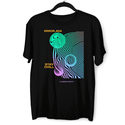 Error-404-Stay Chill Clubbing Nights Abstract Surreal Elements Crew Neck T-shirt - Kuzi Tees