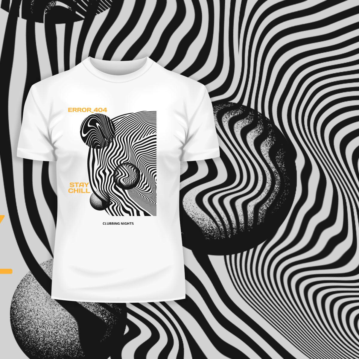 Error-404-Stay Chill Clubbing Nights Abstract Surreal Elements Crew Neck T-shirt - Kuzi Tees