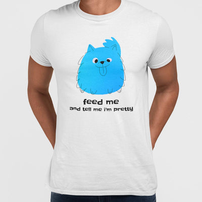 Furry Dog with its Tongue Out - Feed Me & Tell Me I am Pretty - Kuzi Tees