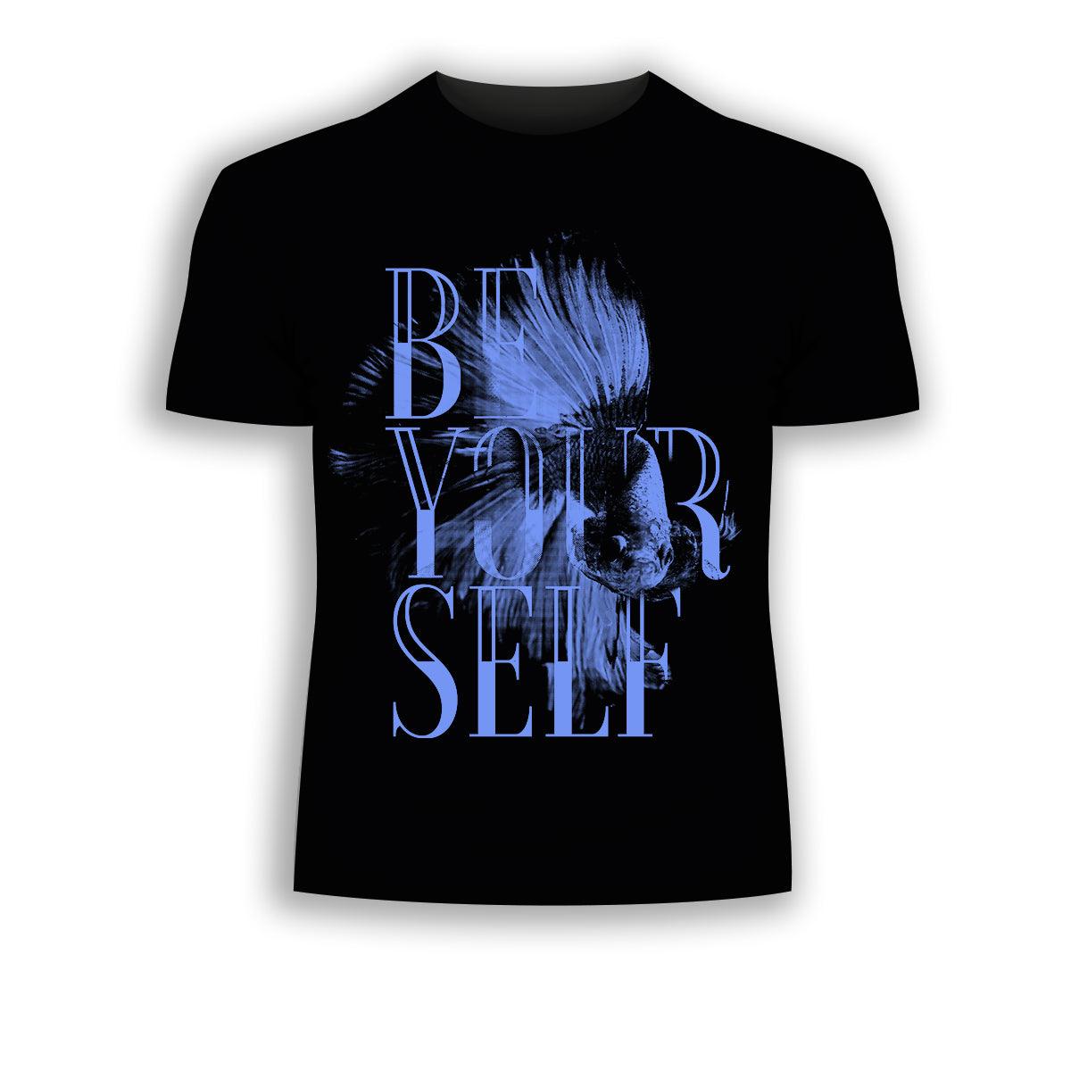 Fish Motto We Should Follow Halftone Animal Be Your Self T-Shirt - Kuzi Tees