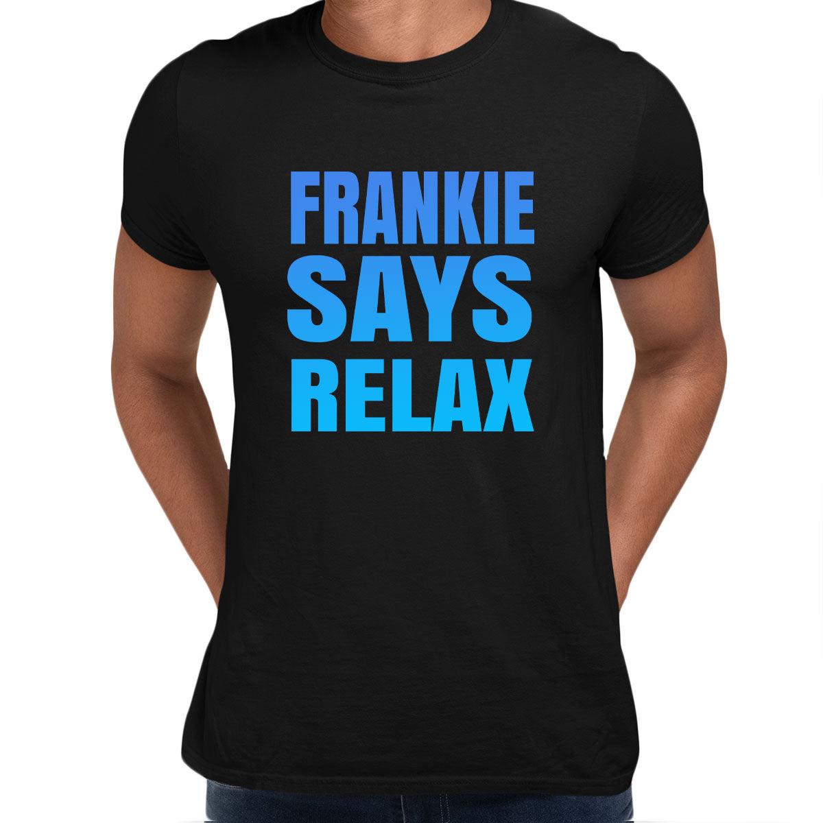 Frankie Says Relax T-Shirt 80s London UK Hollywood Tee Retro Soho Music Tee - Blue Unisex T-shirt - Kuzi Tees