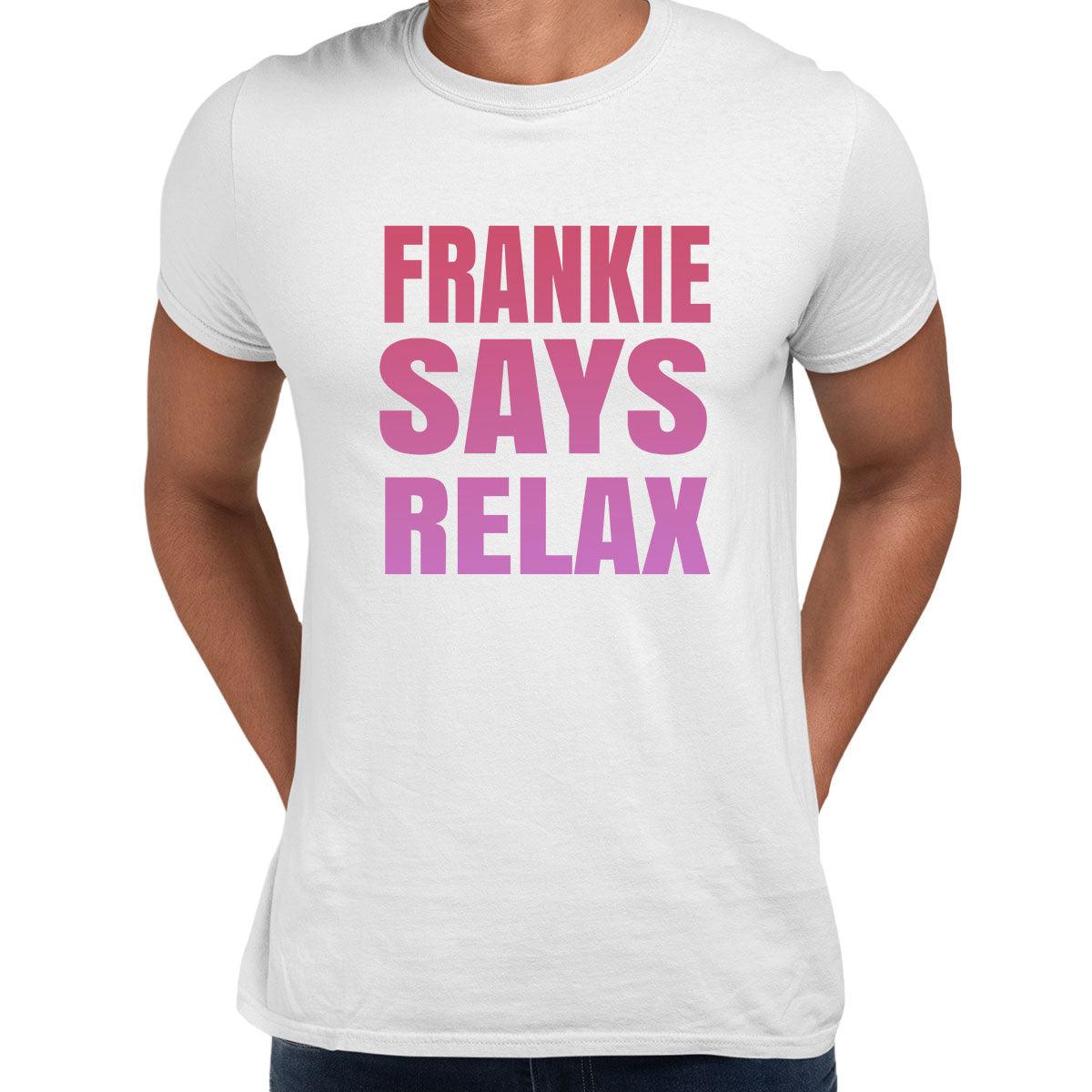 Frankie Says Relax T-Shirt 80s London UK Hollywood Tee Retro Soho Music Tee - Pink Unisex T-shirt - Kuzi Tees