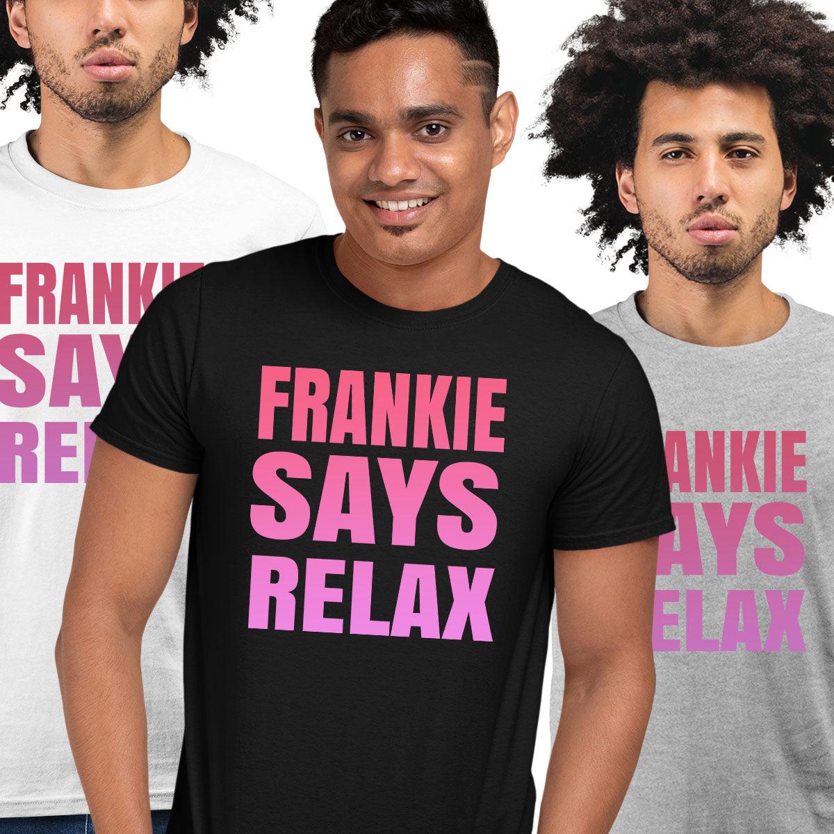 Frankie Says Relax T-Shirt 80s London UK Hollywood Tee Retro Soho Music Tee - Pink Unisex T-shirt - Kuzi Tees