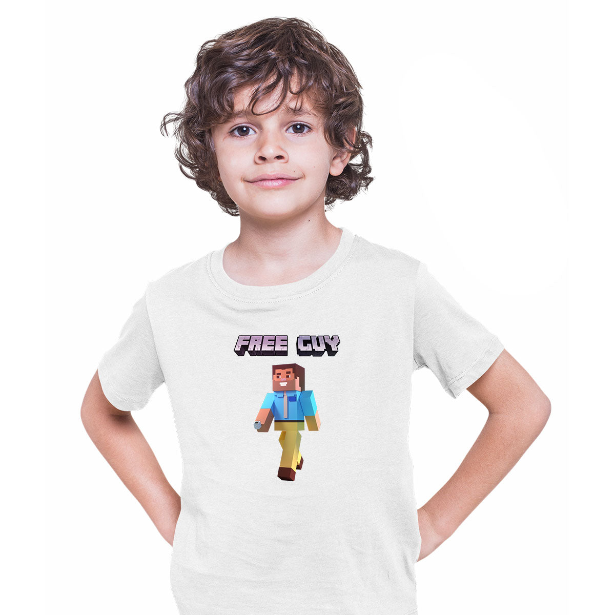 Minecraft Free Guy Funny Movie Tee Typography T-shirt for Kids - Kuzi Tees
