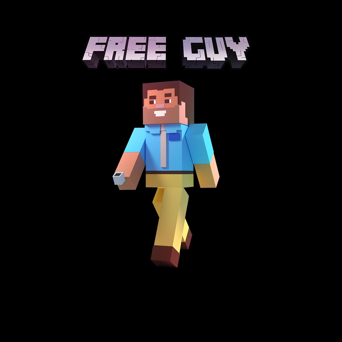 Minecraft Free Guy Funny Movie Tee Typography T-shirt for Kids - Kuzi Tees