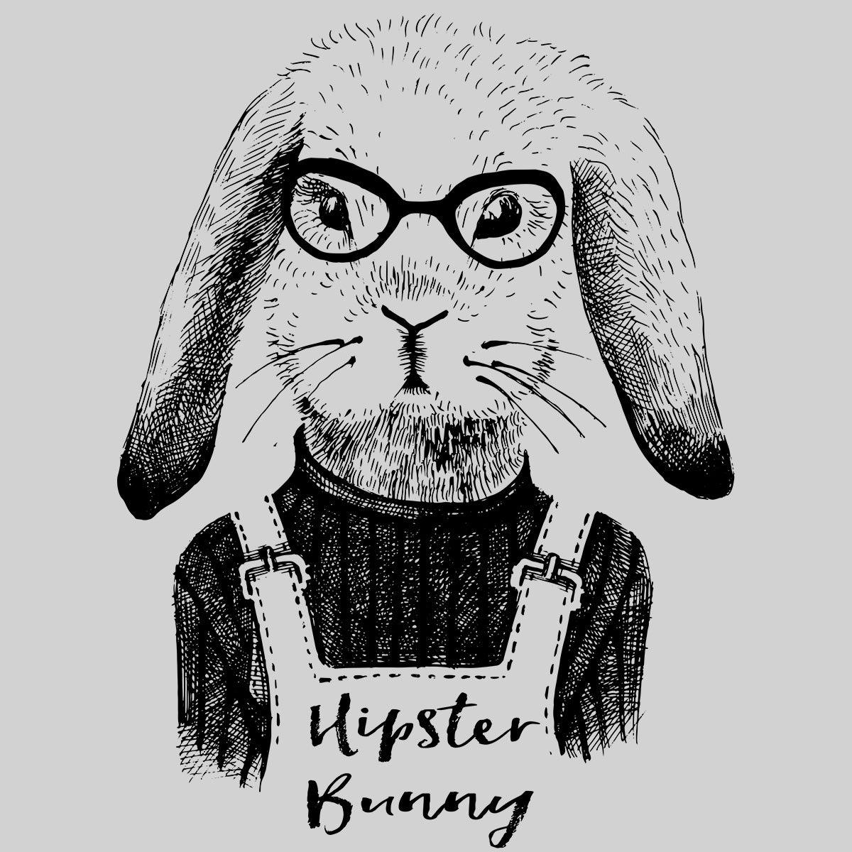 Funny Hipster Bunny Hand Drawn Animal T-shirt Available in Grey White & Black - Kuzi Tees