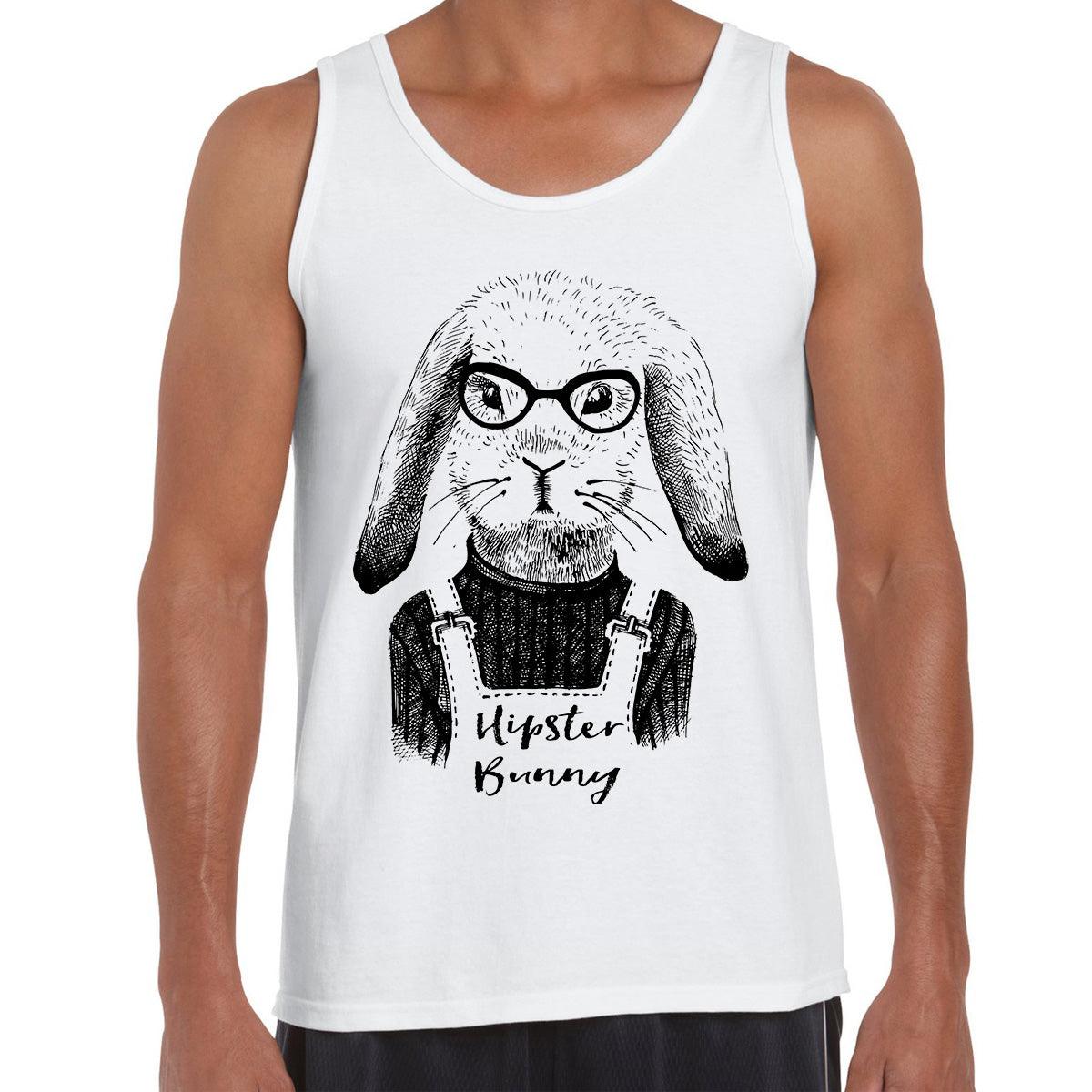 Funny Hipster Bunny Hand Drawn Animal Black & White Tank Top - Kuzi Tees