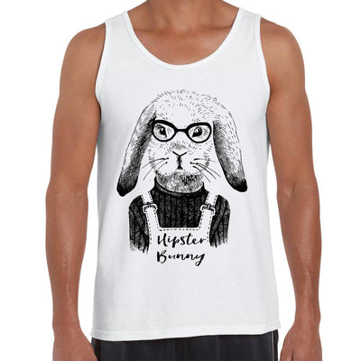 Funny Hipster Bunny Hand Drawn Animal Black & White Tank Top - Kuzi Tees