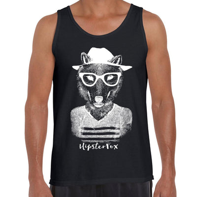 Funny Hipster Fox Hand Drawn Animal Black & White Tank Top - Kuzi Tees