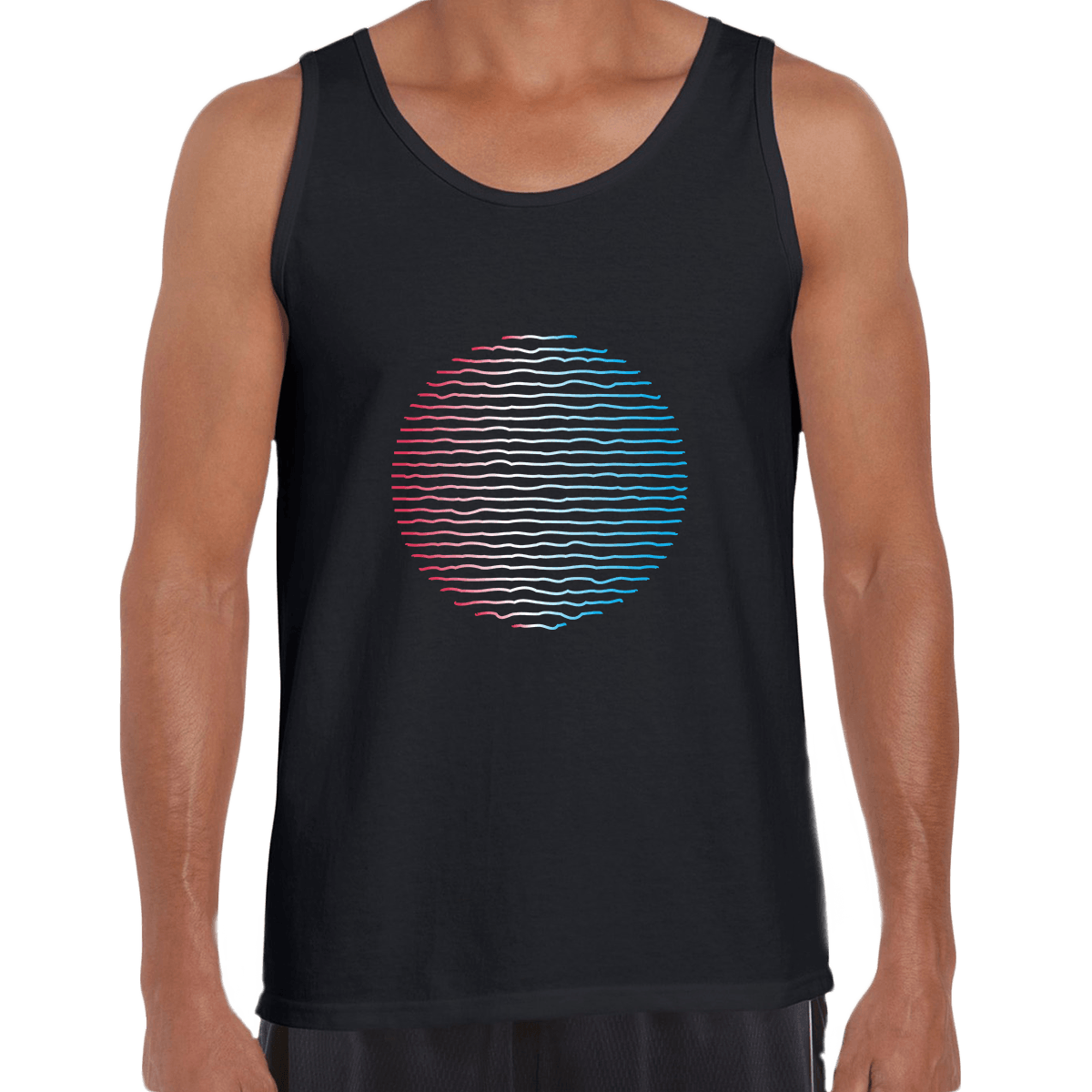 Futuristic Tank Top Circular Wave Gradient Sphere Liquid 3D Defect - Kuzi Tees