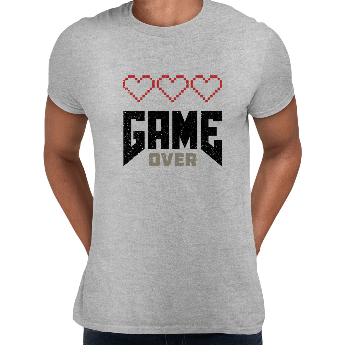 Mens Gaming T-Shirt Old School Gamer Retro Video Game Arcade Game Over Unisex T-Shirt - Kuzi Tees