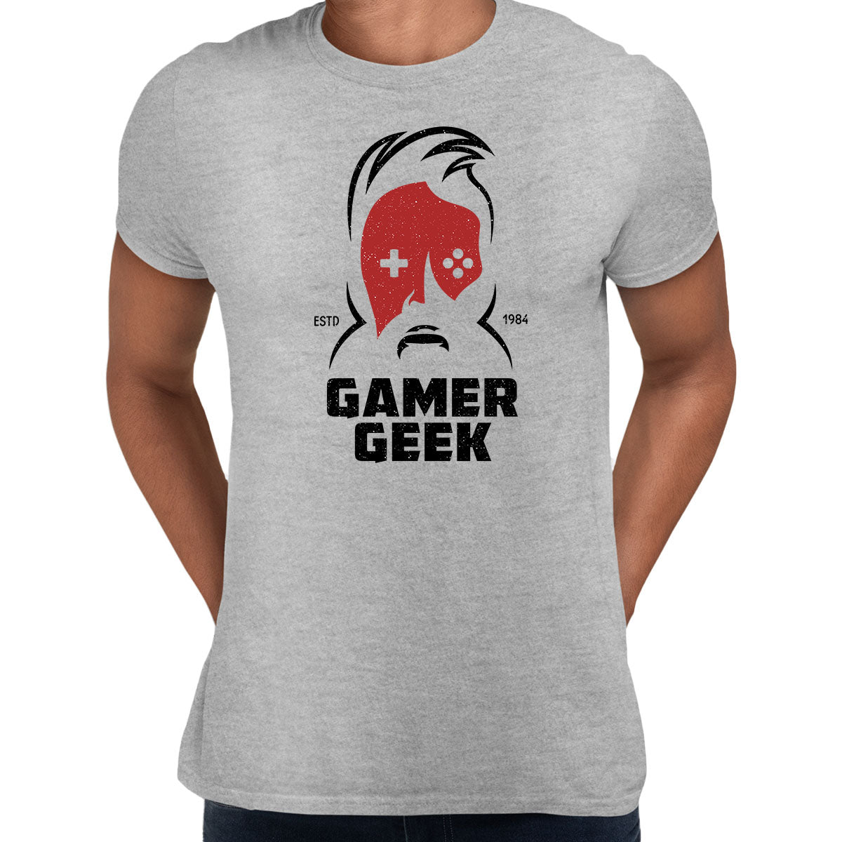 Mens Gaming T-Shirt Old School Gamer Retro Video Game Gamer Geek Unisex T-Shirt - Kuzi Tees