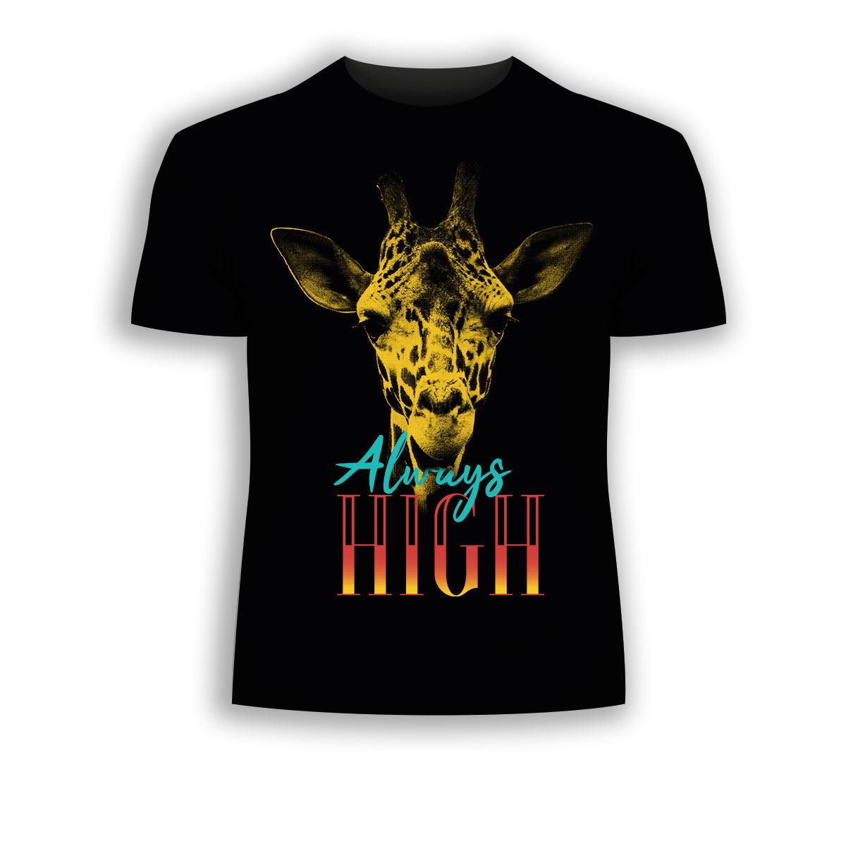 Giraffe Stand Tall Vertigo - Halftone Animal Always High T-Shirt - Kuzi Tees