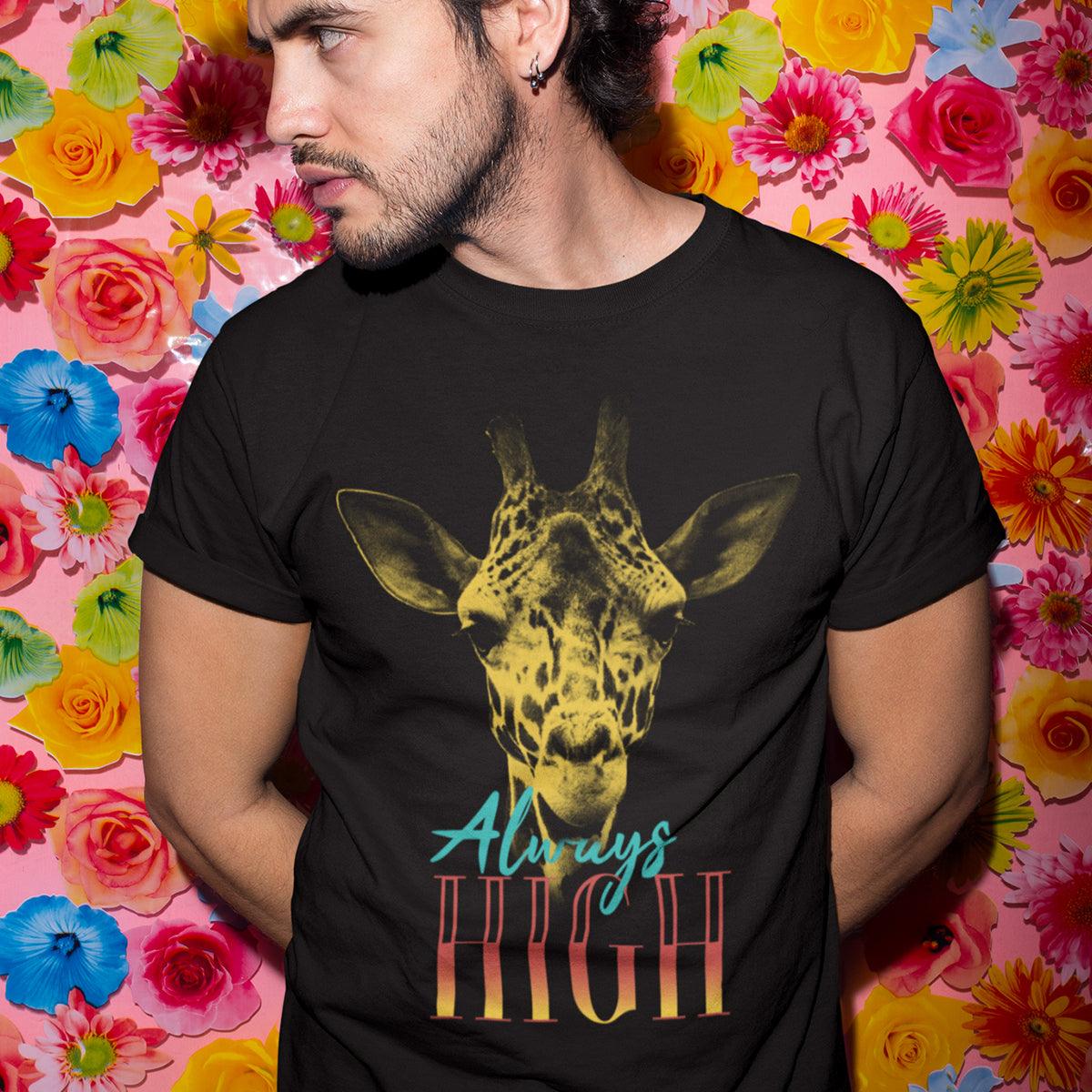 Giraffe Stand Tall Vertigo - Halftone Animal Always High T-Shirt - Kuzi Tees